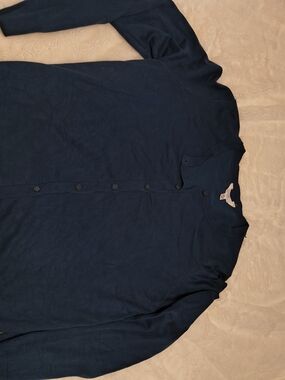 Womens Navy Button-Up Sweater